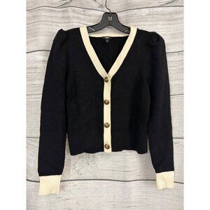 Express Tipped Novelty Button Puff Sleeve Cardigan Size S